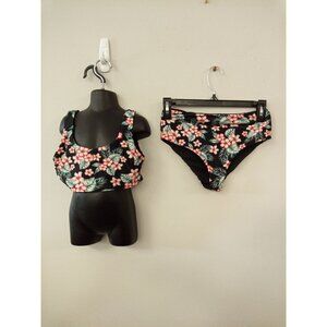 Junior's Black Burnt Orange Green Bikini